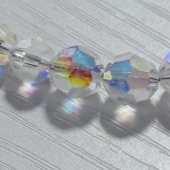 Aurora Borealis Crystal Beaded Necklace Clear AB Sparkle 16” - Picture 3 of 12